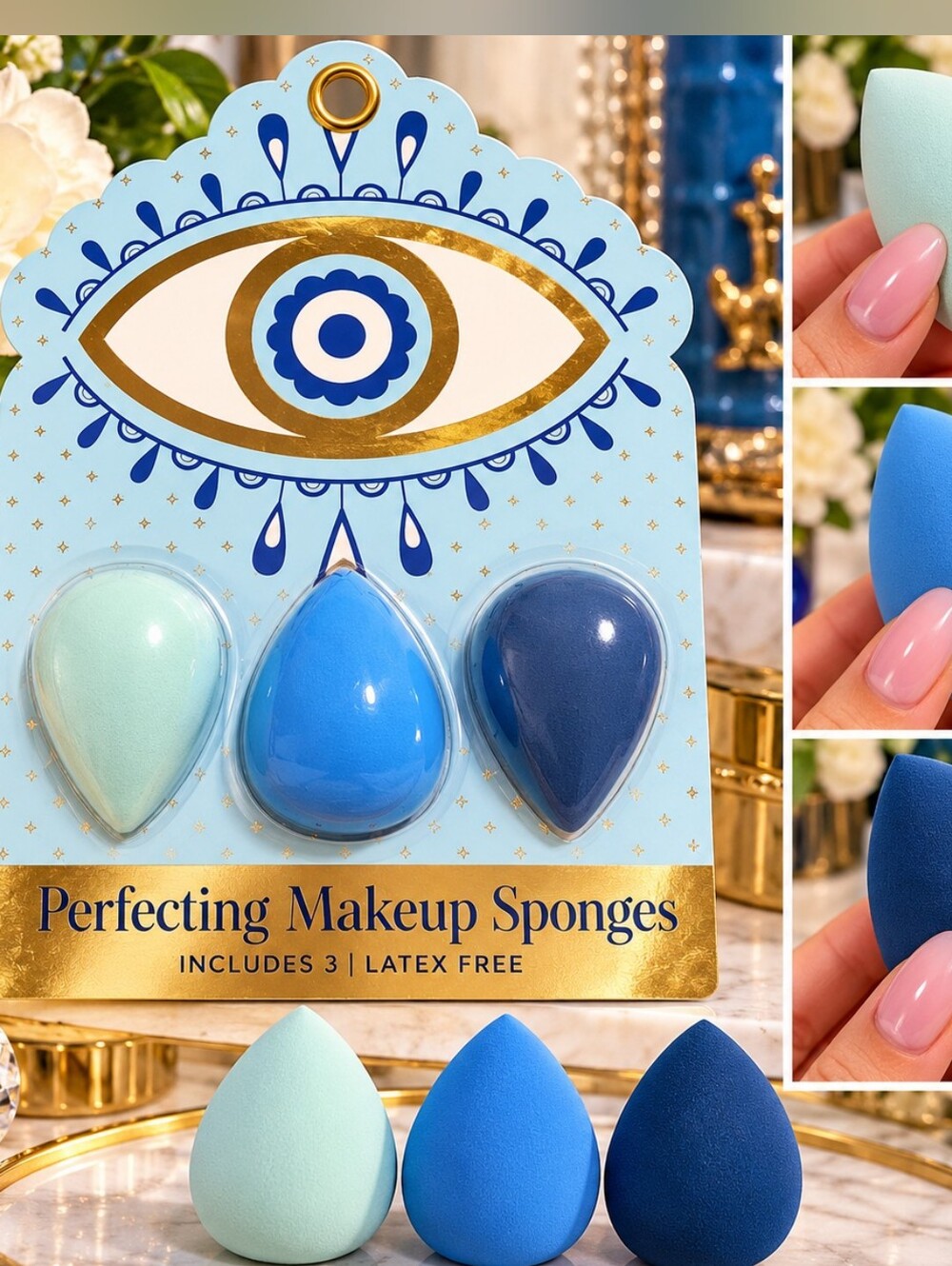 Perfecting Makeup Sponges Trio - Mint, Blue, Navy